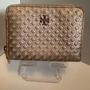 Tory Burch Quilted Rose Gold Card Wallet
